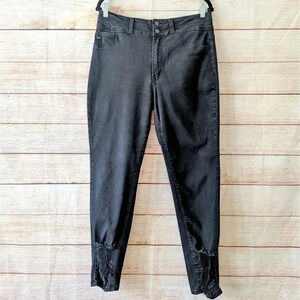 Kancan Size 32 Kurvy Ultra High Rise Skinny Stretch Jeans Black Distressed Pants